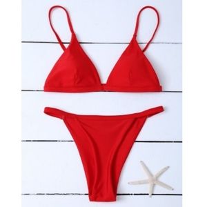 NWOT Red Spaghetti Strap Low Waisted Bikini